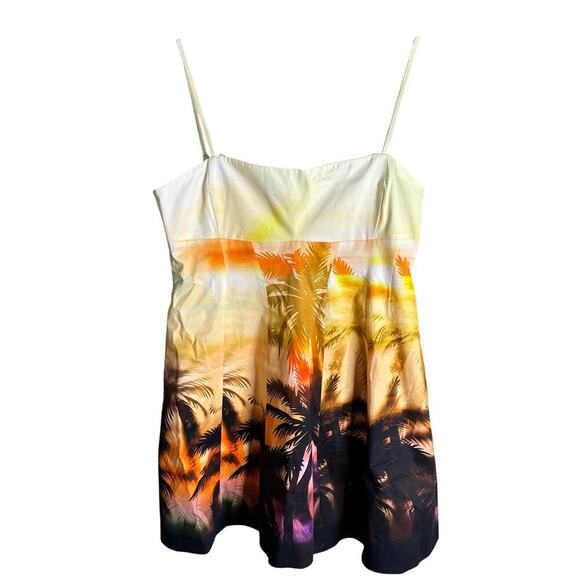 Karen Millen Tailored Scenic Print Strappy Mini Dress Orange Size 12 NWT - Picture 5 of 7